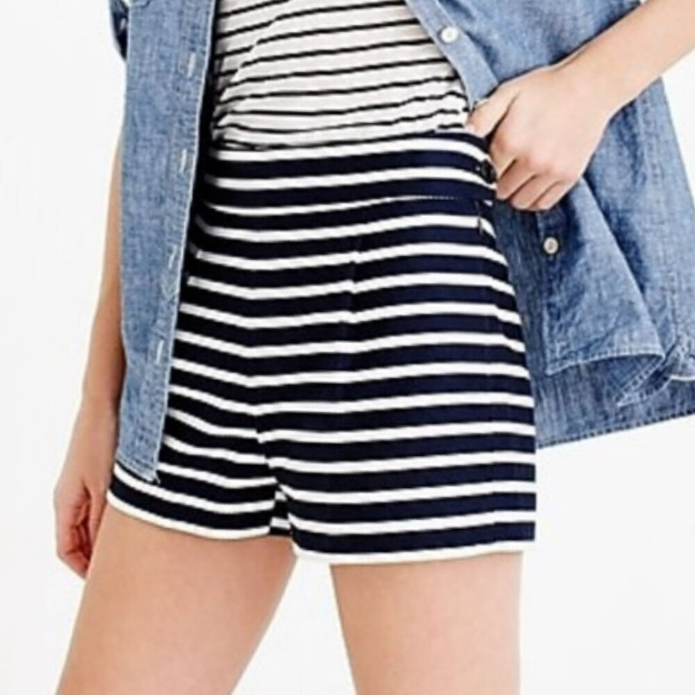 J. Crew Blue White Striped Sailor Shorts Style E7495 Woman's Size 0 NWOT